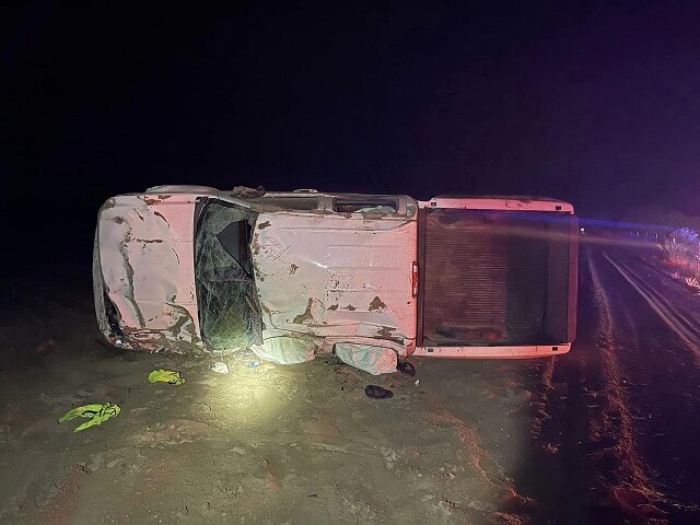 A human smuggling vehicle rolls over in a crash that ended a police pursuit. (Zavala County Sheriff's Office)