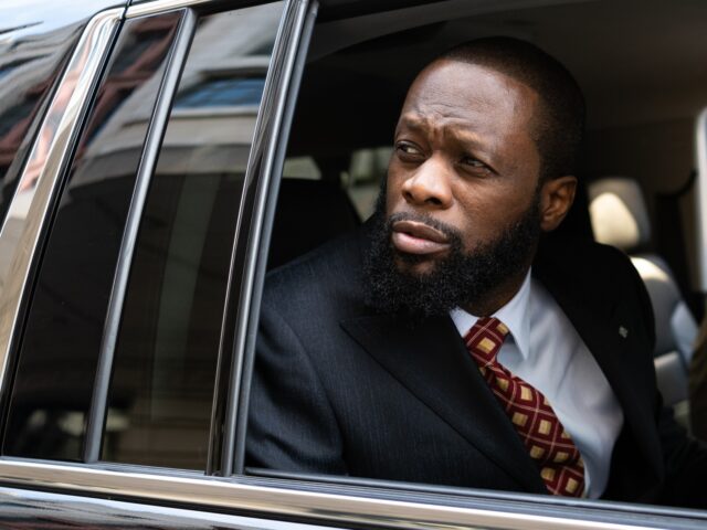 Pras Michel, former member of the Fugees, exits federal court in Washington, DC, US, on Mo