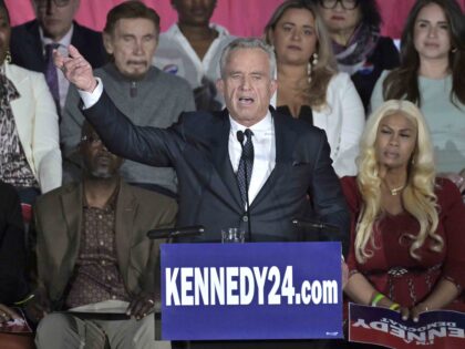 Robert F. Kennedy Jr. speaks at an event where he announced his run for president on Wedne