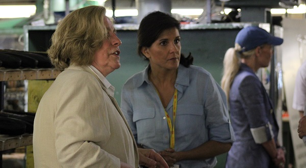 2024 Republican Presidential Primary Candidate Nikki Haley visits with factory workers in Del Rio near the Texas border with Mexico. (Randy Clark/Breitbart Texas)