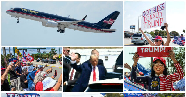 Donald Trump Departs Mar-a-Lago for NYC with Cheering Supporters