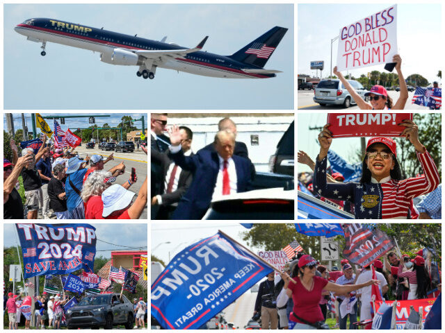 Trump-supporters-motorcade-florida-4-3-23-getty-ap (Photos: Giorgio Viera, Chandan Khanna/Getty Images; Wilfredo Lee, Rebecca Blackwell/AP)