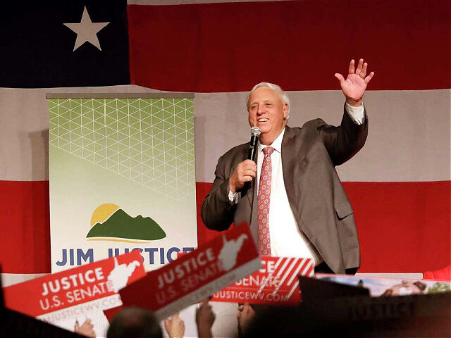 West Virginia Gov. Jim Justice speaks during an announcement for his U.S. Senate campaign,