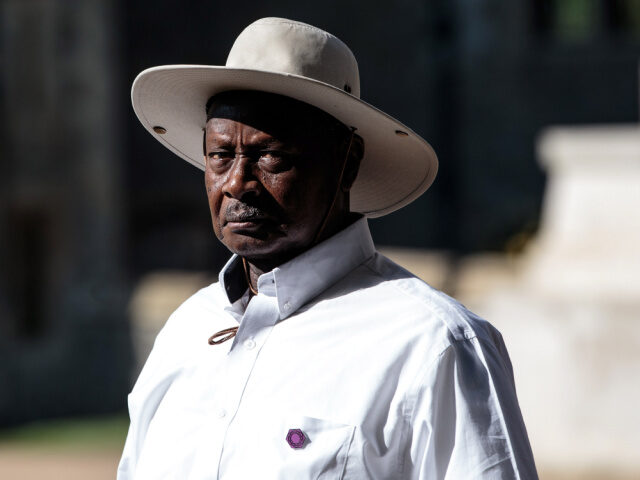 President of Uganda Yoweri Museveni arrives at Windsor Castle for a retreat with other Com