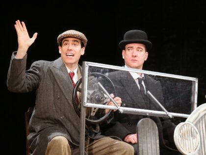 tephen Mangan as Bertie Wooster (left) and Matthew MacFadyen as Jeeves rehearsing for the new Jeeves and Wooster play Perfect Nonsense which is playing at the Duke of York's Theatre in London. (Photo by Philip Toscano/PA Images via Getty Images)