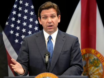 Florida Gov. Ron DeSantis speaks at a news conference at the Reedy Creek Administration Building Monday, April 17, 2023, in Lake Buena Vista, Fla. DeSantis has yet to enter the 2024 presidential race, but former President Donald Trump is aiming to drum up support in the Florida governor's backyard, securing …