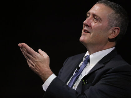St. Louis Federal Reserve President James Bullard gestures while speaking at a conference in London on Oct. 15, 2019. (Luke MacGregor/Bloomberg via Getty Images)