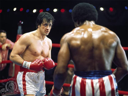 Sylvester Stallone and Carl Weathers in Rocky (1976)