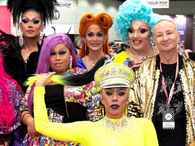 World of Wonder founders Fenton Bailey and Randy Barbato (C) and RuPaul's Dragrace contest