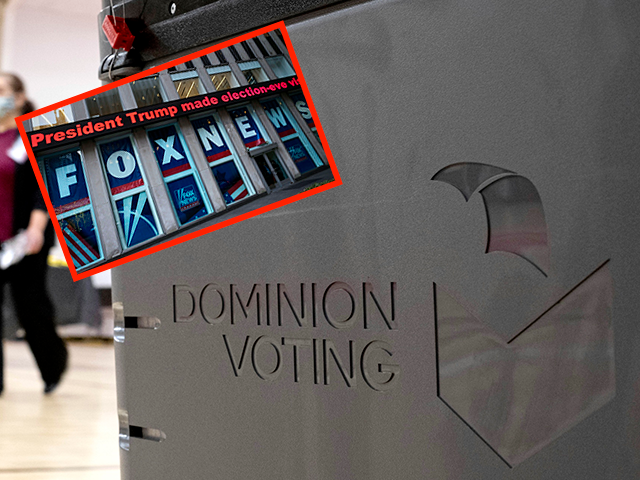 voting machines defamation worker passes dominion voting ballot scanner setting up polling location