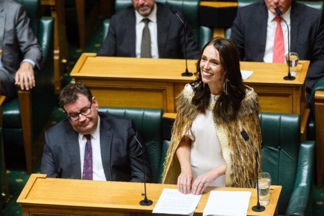 Outgoing New Zealand Prime Minister Jacinda Ardern gives her valedictory speech in parliam