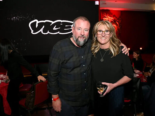 NEW YORK, NEW YORK - MAY 01: VICE Co-Founder and Executive Chairman Shane Smith (L) and VICE CEO Nancy Dubuc attend VICE NewFronts 2019 at Jing Fong Restaurant on May 01, 2019 in New York City. (Photo by Craig Barritt/Getty Images for VICE Media)