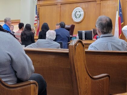 Accused mass murderer Francisco appears before 411th District Court Judge John Wells for a procedural hearing. Present were defense co-counsel Anthony Osso, Lisa Andrews and District Attorney Todd Dillon. (Bob Price/Breitbart Texas)