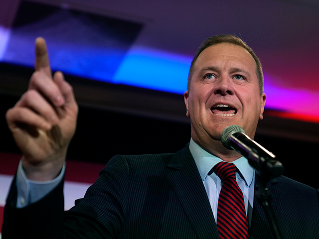 Republican Eric Schmitt, candidate for U.S. Senate, delivers a victory speech, Tuesday, No