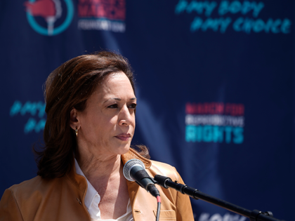 Vice President Kamala Harris gives remarks at the Women's March in Los Angeles Saturday, Apr. 15, 2023. (AP Photo/Damian Dovarganes)