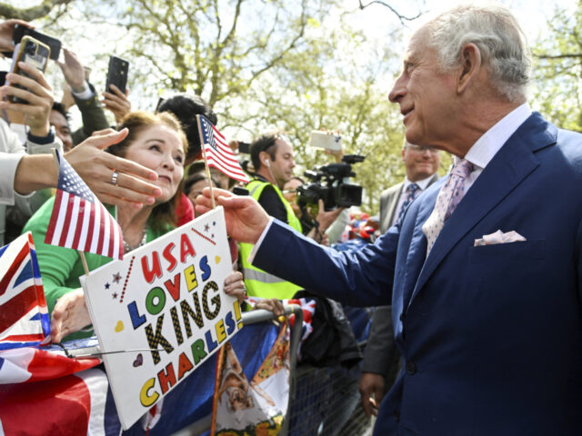 Britain's King Charles III greets well-wishers outside Buckingham Palace, in London,