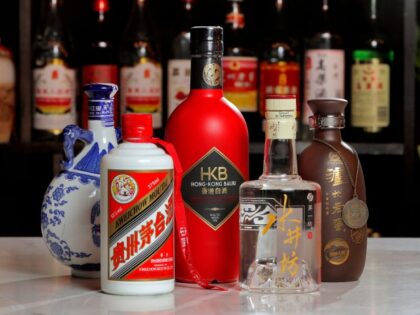 This Friday, Nov. 20, 2015 photo shows Baijiu brands, from left, Zhen Pen, Kweichow Moutai, Honk Kong Baijiu, Shui Jing Fang and Lu Zhoulao Jiao at Lumos, a Baijiu bar, in New York. As the No. 1 liquor in China, the powerful spirit, has always been big. But now it's …
