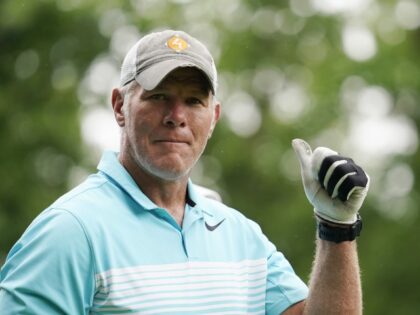 MADISON, WISCONSIN - JUNE 11: Former NFL player Brett Favre walks off the 10th tee box during the Celebrity Foursome at the second round of the American Family Insurance Championship at University Ridge Golf Club on June 11, 2022 in Madison, Wisconsin. (Patrick McDermott/Getty Images)