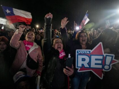 Republican party members celebrate obtaining the largest number of representatives after the election for the Constitutional Council, which will draft a new constitution proposal in Santiago, Chile, Sunday, May 7, 2023. A first attempt to replace the current Charter bequeathed by the military 42 years ago was rejected by voters …