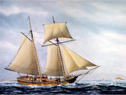 The schooner, Hannah, was the first armed vessel to sail under Continental pay and control