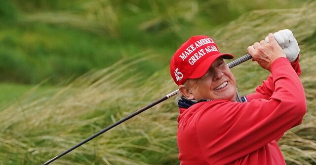 Donald Trump Participates in LIV Golf's Pro-Am at Trump National DC