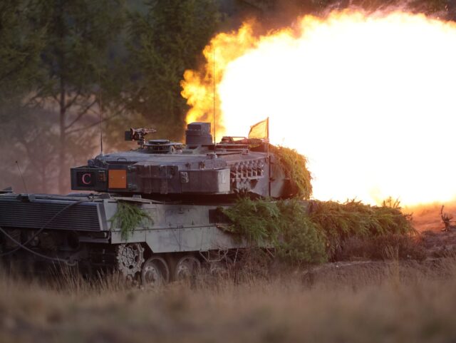TOPSHOT - A Puma infantry fighting vehicle of the German armed forces Bundeswehr shoots du