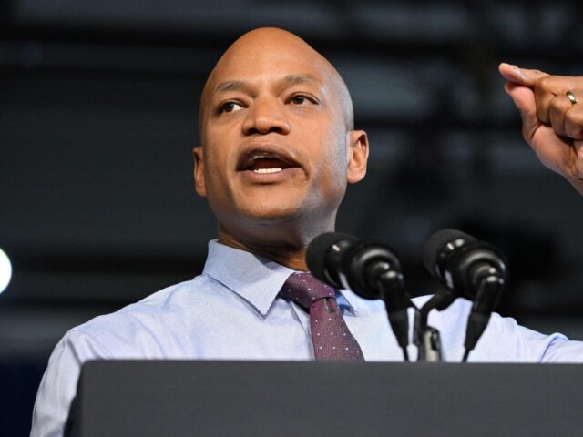 Gubernatorial candidate Wes Moore speaks during a rally with US President Joe Biden and US