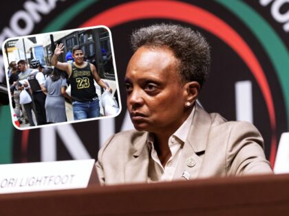 NEW YORK, UNITED STATES - 2023/04/13: Outgoing Chicago Mayor Lori Lightfoot participates in panel on public safety at NAN 2023 convention day 2 at Sheraton Times Square. National Action Network (NAN) holds an annual conference inviting elected official, civil rights leaders and public to speak and participate in conversations about …