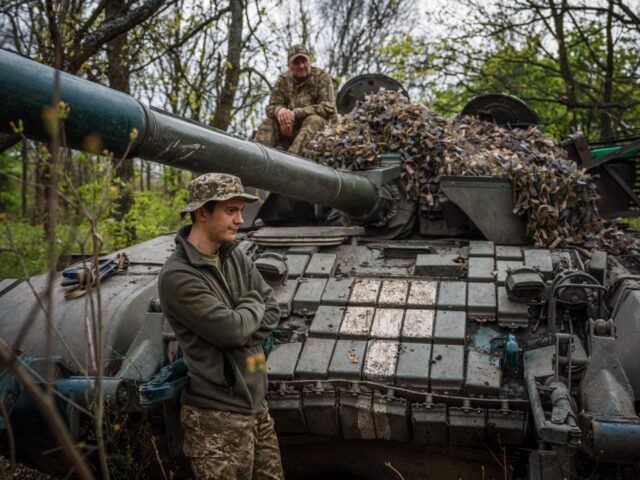 Ukrainian servicemen looks on at position near the frontline city of Bakhmut, Donetsk regi