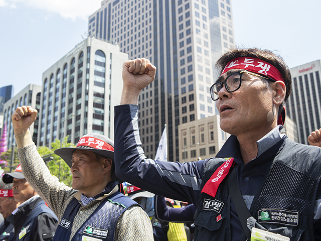 Members of Korean Trade Unions held rallies at Gwanghwamun Square on International Workers