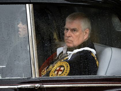 LONDON, ENGLAND - MAY 06: Britain's Prince Andrew, Duke of York leaves Westminster Abbey f