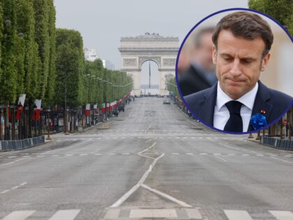French President Emmanuel Macron looks on as he attends a ceremony marking the 78th annive