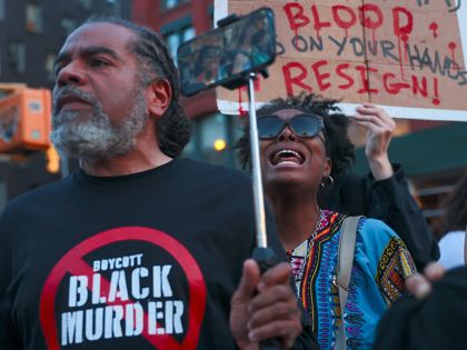 People attend the vigil to honor the life of a 30-year-old homeless African-American man Jordan Neely who was killed after being held in a chokehold by a 24-year-old Marine veteran on a subway in New York, United States on May 08, 2023. Multiple people, including a female journalist were arrested …