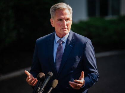 WASHINGTON, DC - MAY 09: Speaker of the House Kevin McCarthy (R-CA) and Senate Minority Leader Mitch McConnell (R-KY) speak to reporters after meeting with President Joe Biden and Senate Majority Leader Charles E. Schumer (D-NY) and House Minority Leader Hakeem Jeffries (D-NY) at the White House on Tuesday, May …