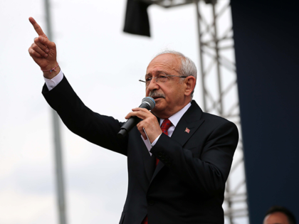 Kemal Kilicdaroglu, the leader of the Republican People's Party (CHP) and the joint presidential candidate of the Nation Alliance greets the crowd at an electoral rally organized by CHP in Sivas, Turkiye on May 11, 2023. (Photo by Serhat Zafer/Anadolu Agency via Getty Images)