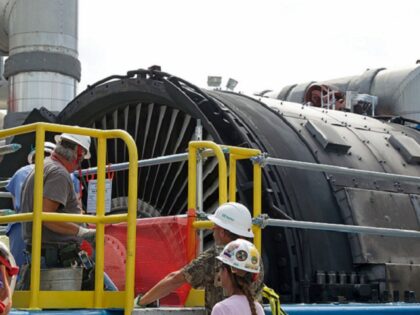 Work continues on a turbine generator during a scheduled refueling outage on Unit 2 at the South Texas Project Electric Generating Station nuclear power facility Thursday, April 2, 2015, in Wadsworth. (James Nielsen/Houston Chronicle via Getty Images)
