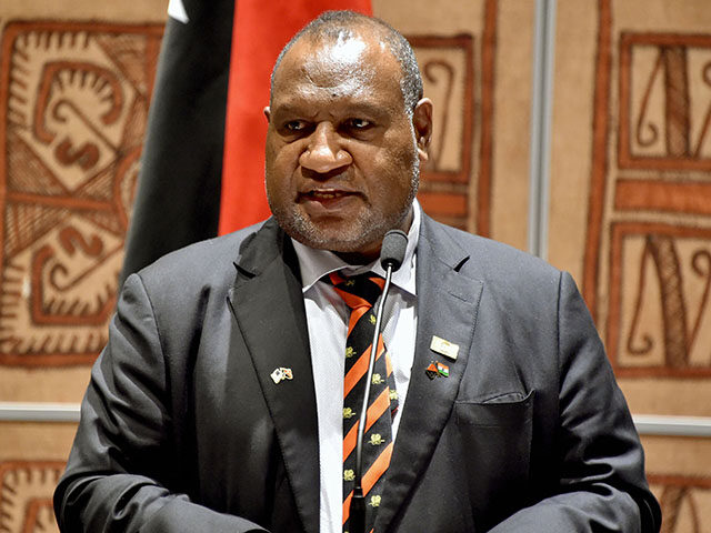 Papua New Guinea's Prime Minister James Marape speaks during a joint press conference