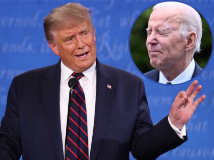 CLEVELAND, OHIO - SEPTEMBER 29: U.S. President Donald Trump participates in the first presidential debate against Democratic presidential nominee Joe Biden at the Health Education Campus of Case Western Reserve University on September 29, 2020 in Cleveland, Ohio. This is the first of three planned debates between the two candidates …