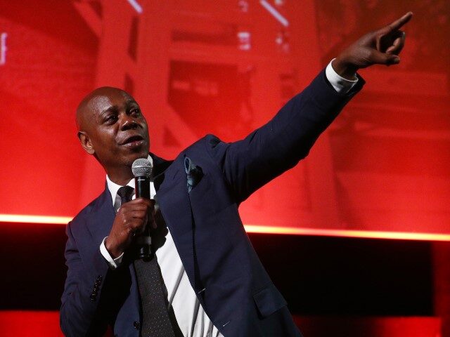Dave Chappelle addresses guests during a screening for "Dave Chappelle Live in Real Life"