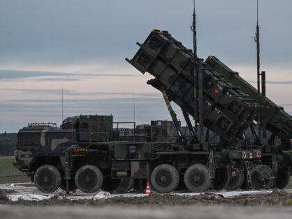 ZAMOSC, POLAND - FEBRUARY 18: Patriot launchers modules mounted on M983 HEMTT part of the US made MIM-104 Patriot surface-to-air missile (SAM) system are pictured on a open field on February 18, 2023 in Zamosc, Poland. The German armed forces deployed Patriots batteries to their NATO neighbor, after a missile …