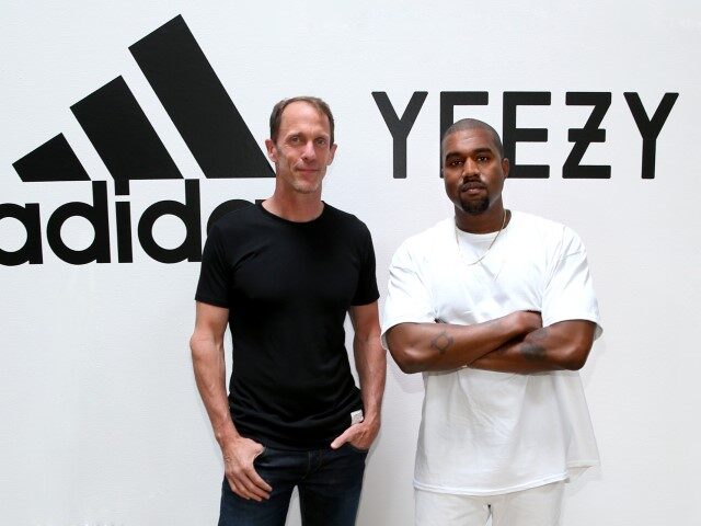 adidas CMO Eric Liedtke and Kanye West at Milk Studios on June 28, 2016 in Hollywood, Cali