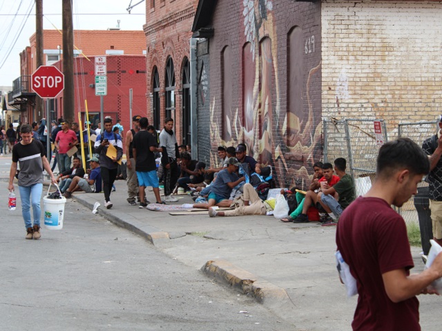 Title 42 - Migrants camp out on the streets of El Paso after being released by Border Patrol. (Randy Clark/Breitbart Texas)
