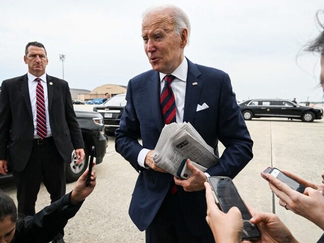 US President Joe Biden speaks to reporters about the continued debt ceiling negotiations b