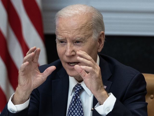 US President Joe Biden speaks during a meeting of the Investing in America Cabinet in the