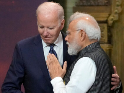 U.S. President Joe Biden, left, and India Prime Minister Narendra Modi talks during the G2