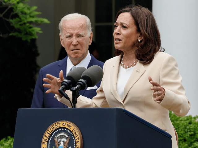 WASHINGTON, DC - MAY 01: U.S. Vice President Kamala Harris delivers remarks with President