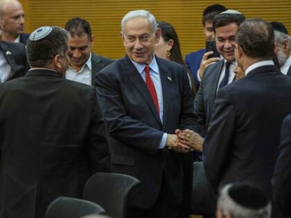 Netanyahu happy (Ohad Zwigenberg / Associated Press)