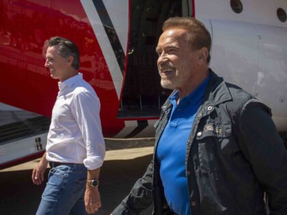 Newsom Schwarzenegger (Daniel Kim/The Sacramento Bee via AP, Pool)