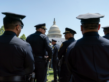 Police officers from around the nation gather during ceremonies at the U.S. Capitol to honor law enforcement officers who lost their lives in 2022, in Washington, Monday, May 15, 2023.
