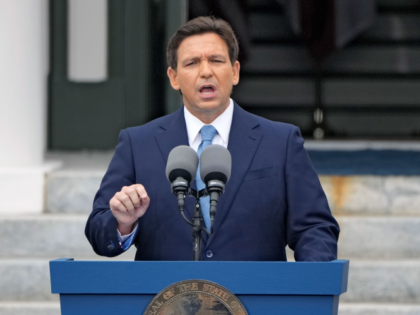 FILE - Florida Gov. Ron DeSantis speaks after being sworn in to begin his second term during an inauguration ceremony outside the Old Capitol Jan. 3, 2023, in Tallahassee, Fla. Florida lawmakers will meet Monday, Feb. 6, 2023, to complete a state takeover Walt Disney World's self-governing district and debate …